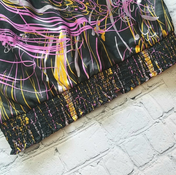 Spence Black Abstract Silky Party Top Sz Large - Picture 2 of 8